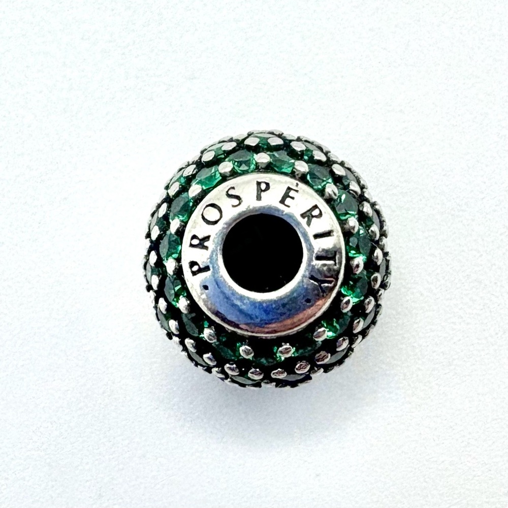 Pandora Essence Prosperity Emerald Green Pave Charm Sterling Silver 925 - Picture 2 of 3